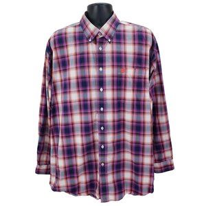 Cinch Shirt Men's XL Button Front Long Sleeve Western Flip Cuff Purple Plaid